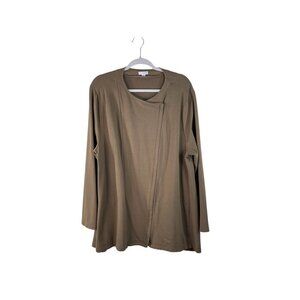 Pure Jill Womens XL Asymmetrical Long Sleeve Top With Hidden Zipper In Taupe XL